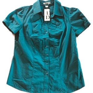 {DALIA COLLECTION}BUTTON DOWN TURQUOISE BLOUSE ‘s’